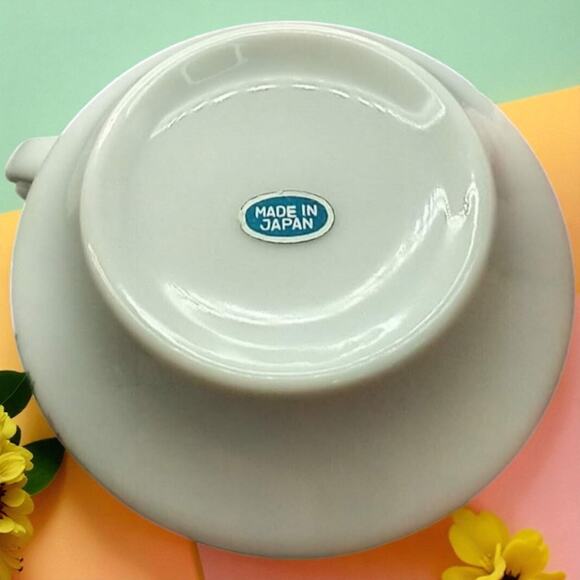 VTG Japan Snack Plate & Cup Set of 4 Yellow Chrysanthemum Floral MCM - Picture 6 of 8